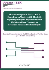 Alternative report to the UN Human Rights Committee on Moldova’s third Periodic report regarding the implementation of the International Covenant on Economic, Social and Cultural Rights