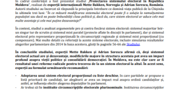 Experți internaționali: Ajustările minore ale actualului sistem electoral pot corecta principalele dezavantaje ale acestuia, iar o reformă radicală a sistemului electoral ar avea un impact profund asupra vieții politice și consolidării democrației în Moldova