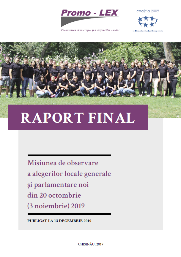 RAPORT FINAL | Misiunea de observare a alegerilor locale generale și parlamentare noi din 20 octombrie (3 noiembrie) 2019