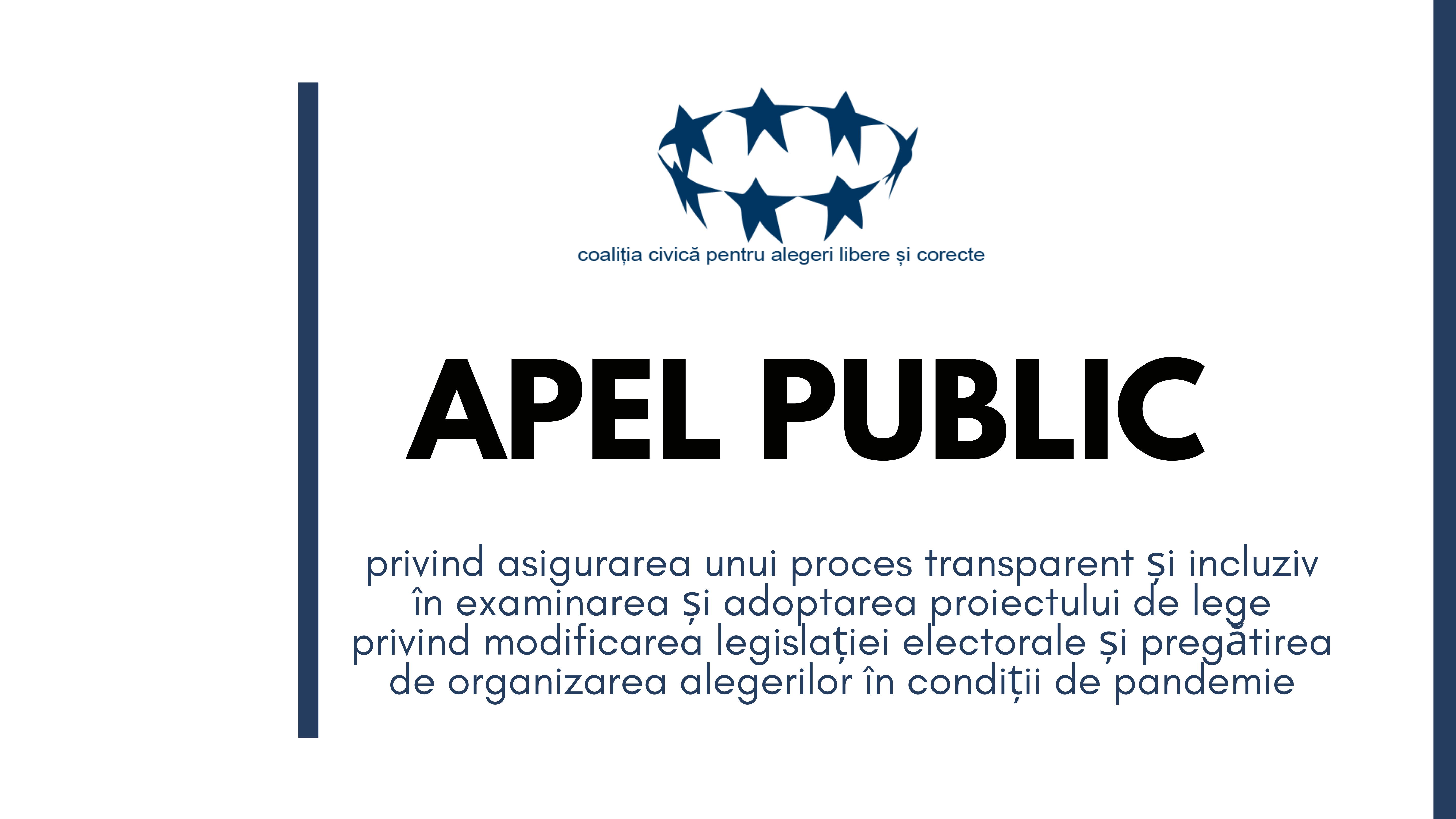Apel către CEC și Parlament pentru asigurarea transparenței procesului de modificare a codului electorale