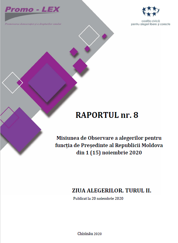 RAPORTUL nr. 8 | Misiunea de Observare a Alegerilor pentru funcția de Președinte al Republicii Moldova din 1 (15) noiembrie 2020 | ZIUA ALEGERILOR. TURUL II.