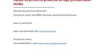 Opinie cu privire la proiectul de lege privind mass-media